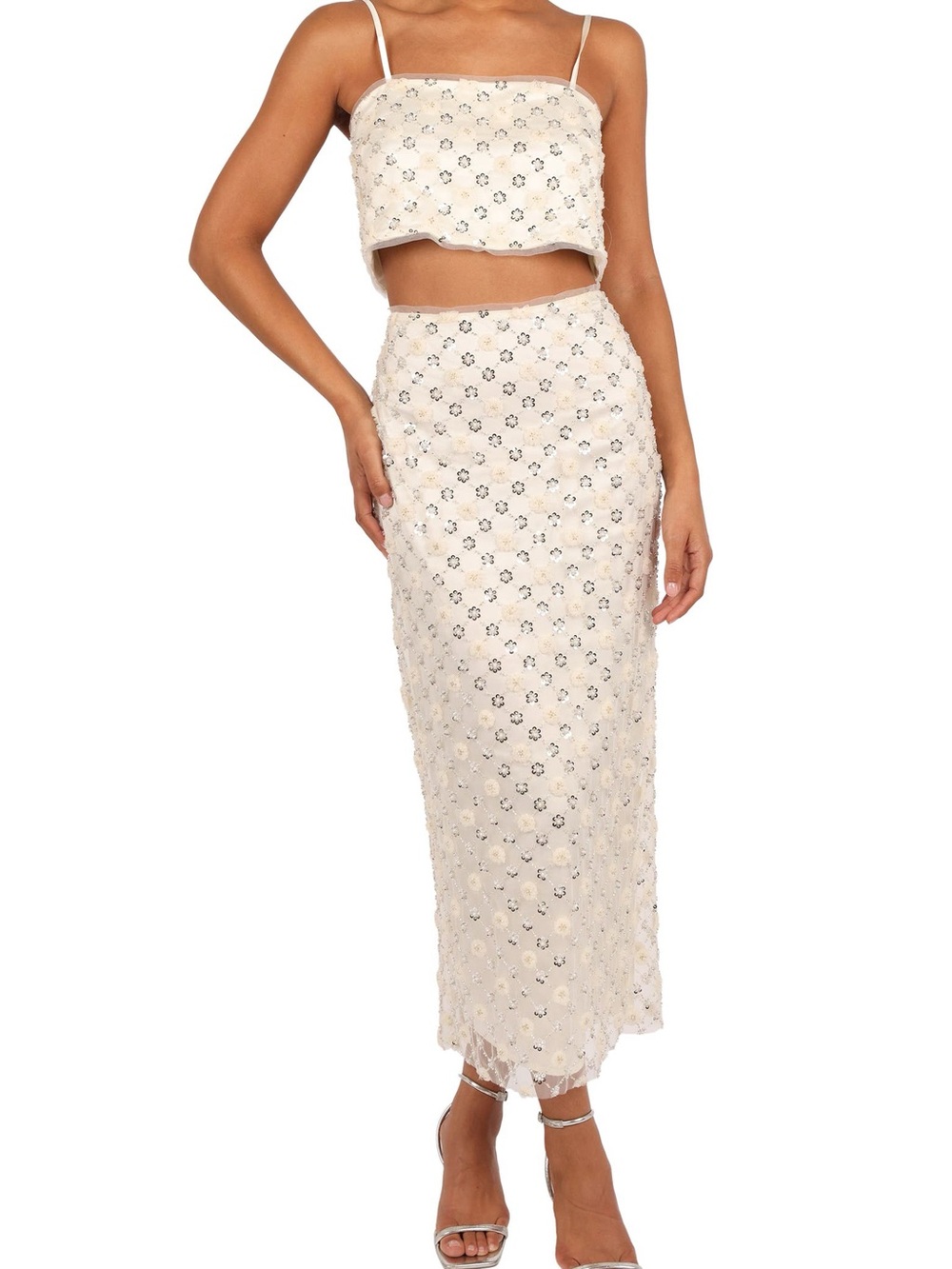 Petal & Pup Bottega Sequin Lace Crop Top & Skirt Set